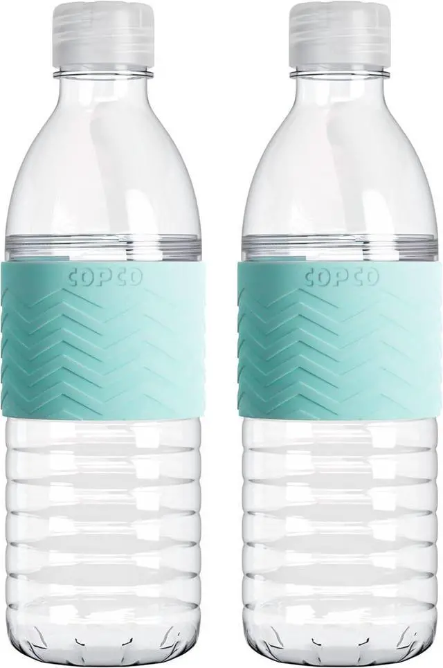 Main image of Copco Hydra Reusable Tritan Water Bottle with Spill Resistant Lid and Non-Slip Sleeve, 16.9-ounce, Robin Egg Blue, 2 Pack