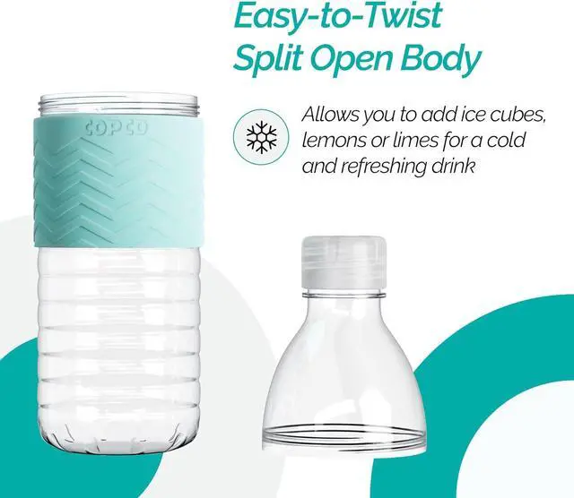 Alt view image 4 of 7 - Copco Hydra Reusable Tritan Water Bottle with Spill Resistant Lid and Non-Slip Sleeve, 16.9-ounce, Robin Egg Blue, 2 Pack