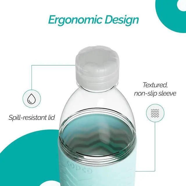 Alt view image 5 of 7 - Copco Hydra Reusable Tritan Water Bottle with Spill Resistant Lid and Non-Slip Sleeve, 16.9-ounce, Robin Egg Blue, 2 Pack