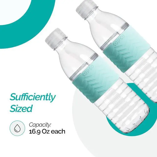 Alt view image 7 of 7 - Copco Hydra Reusable Tritan Water Bottle with Spill Resistant Lid and Non-Slip Sleeve, 16.9-ounce, Robin Egg Blue, 2 Pack