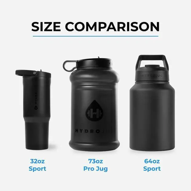 Alt view image 4 of 5 - HydroJug Sport - Stainless Steel Tumbler with Straw, Vacuum Insulated, 64oz Leakproof Water Bottle, Ergonomic Design, Reusable, Dishwasher Safe, Rubber Base, Durable for Gym or Outdoors, Black