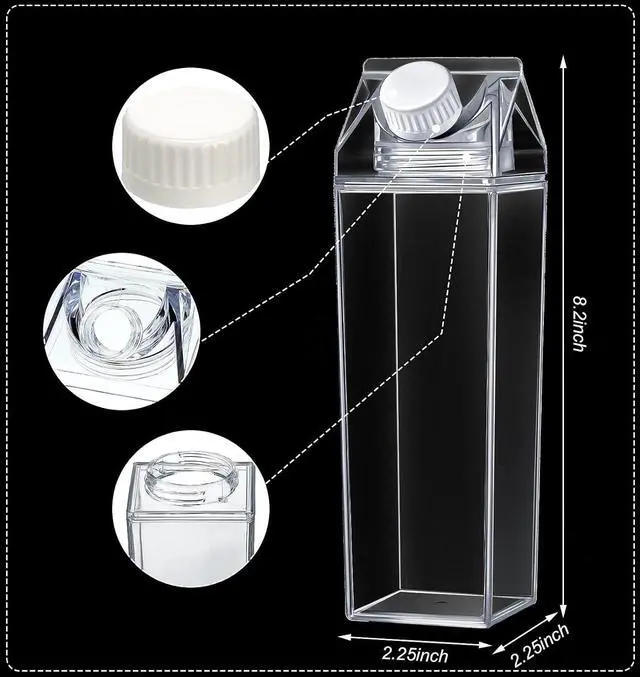 Alt view image 4 of 7 - 17 oz Milk Carton Water Bottles Clear Plastic Milk Box Portable Reusable Square Juice Bottles for Outdoor Sports Travel Camping Activities(6 Pieces)