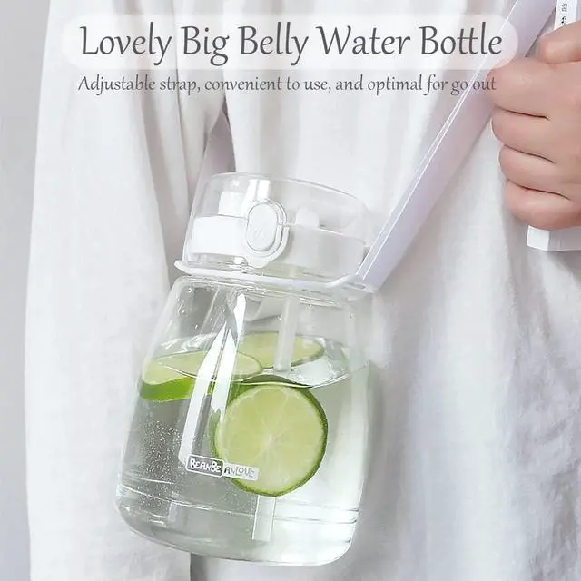 Alt view image 3 of 5 - Clear Water Bottles with Straw 45oz Large Water Jug for Schools/Adults Aesthetic Girls Water Bottles for Gym/Sport/Motivational White Reusable Water Bottle