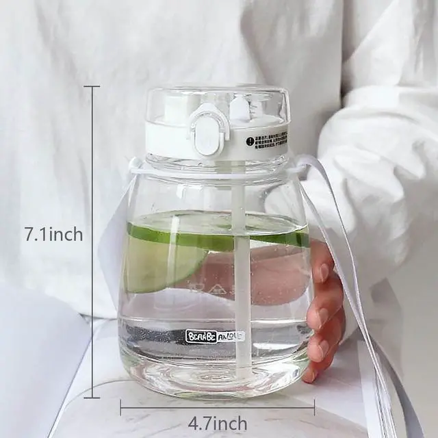 Alt view image 5 of 5 - Clear Water Bottles with Straw 45oz Large Water Jug for Schools/Adults Aesthetic Girls Water Bottles for Gym/Sport/Motivational White Reusable Water Bottle