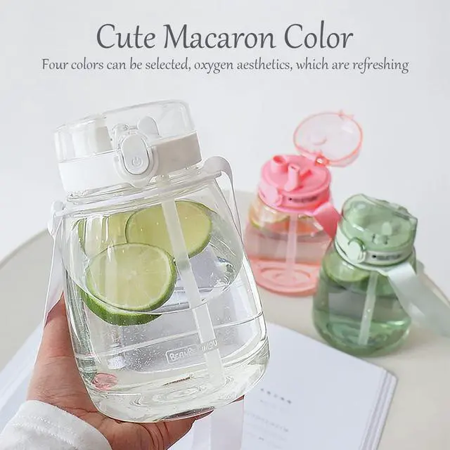 Alt view image 4 of 5 - Clear Water Bottles with Straw 45oz Large Water Jug for Schools/Adults Aesthetic Girls Water Bottles for Gym/Sport/Motivational White Reusable Water Bottle