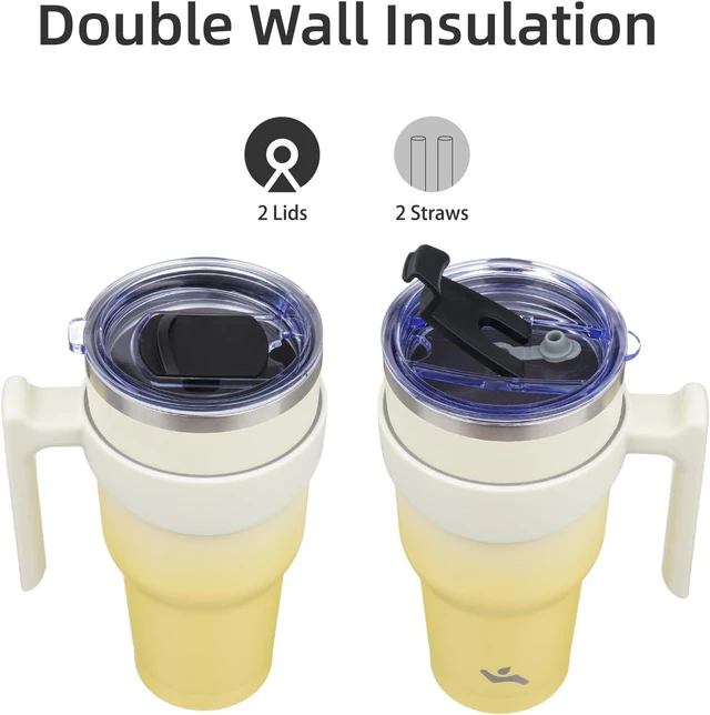 Alt view image 3 of 7 - Konokyo 40 oz Tumbler with Handle and Straw, Insulated Travel Mug