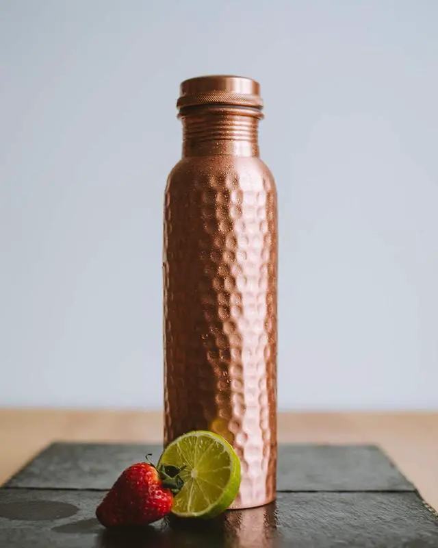 Alt view image 7 of 7 - Copper Water Bottle - 34 Oz Extra Large - A Hammered Ayurvedic Pure Copper Vessel For Drinking - Drink More Water, Lower Your Sugar Intake And Enjoy The Health Benefits Immediately