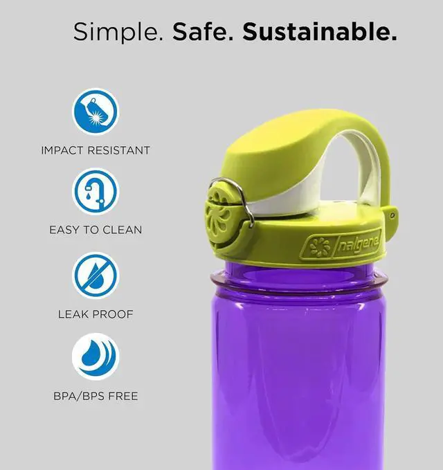 Alt view image 2 of 4 - Nalgene Sustain Tritan BPA-Free Kids On The Fly Water Bottle Made with Material Derived from 50% Plastic Waste, Leak Proof, Durable, BPA Free, Carabiner Friendly, Reusable, 12 oz