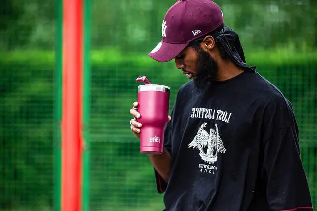 Alt view image 3 of 7 - Beast 40 oz Tumbler Stainless Steel Vacuum Insulated Coffee Ice Cup Double Wall Travel Flask (Cranberry Red)