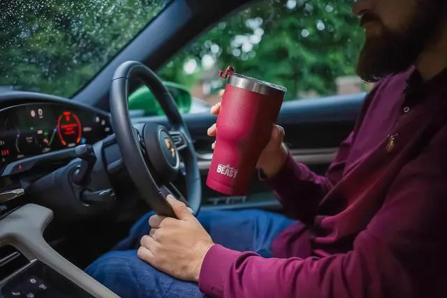 Alt view image 4 of 7 - Beast 40 oz Tumbler Stainless Steel Vacuum Insulated Coffee Ice Cup Double Wall Travel Flask (Cranberry Red)