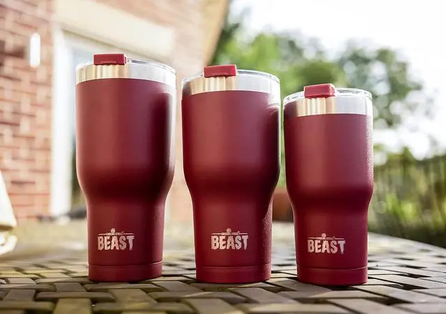 Alt view image 5 of 7 - Beast 40 oz Tumbler Stainless Steel Vacuum Insulated Coffee Ice Cup Double Wall Travel Flask (Cranberry Red)