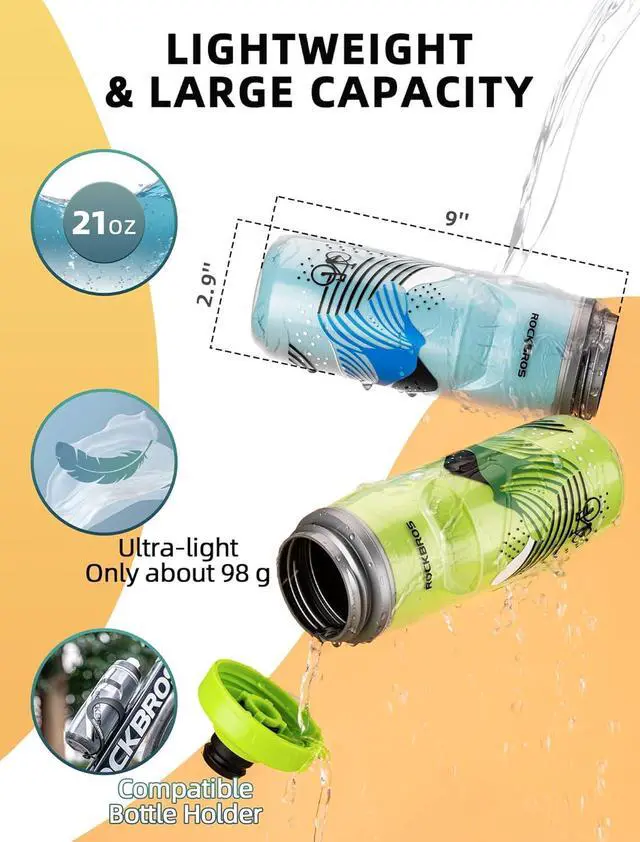 Alt view image 2 of 7 - ROCKBROS Bike Water Bottle 21oz Bicycle Water Bottle for 5hrs Insulation Sports Squeeze Water Bottle with Leakproof Design