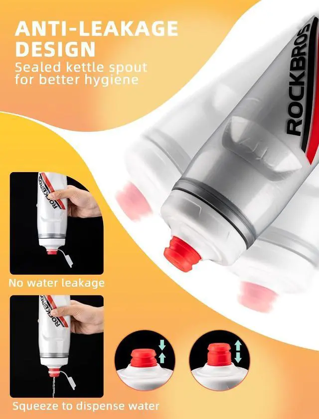 Alt view image 4 of 7 - ROCKBROS Bike Water Bottle 21oz Bicycle Water Bottle for 5hrs Insulation Sports Squeeze Water Bottle with Leakproof Design