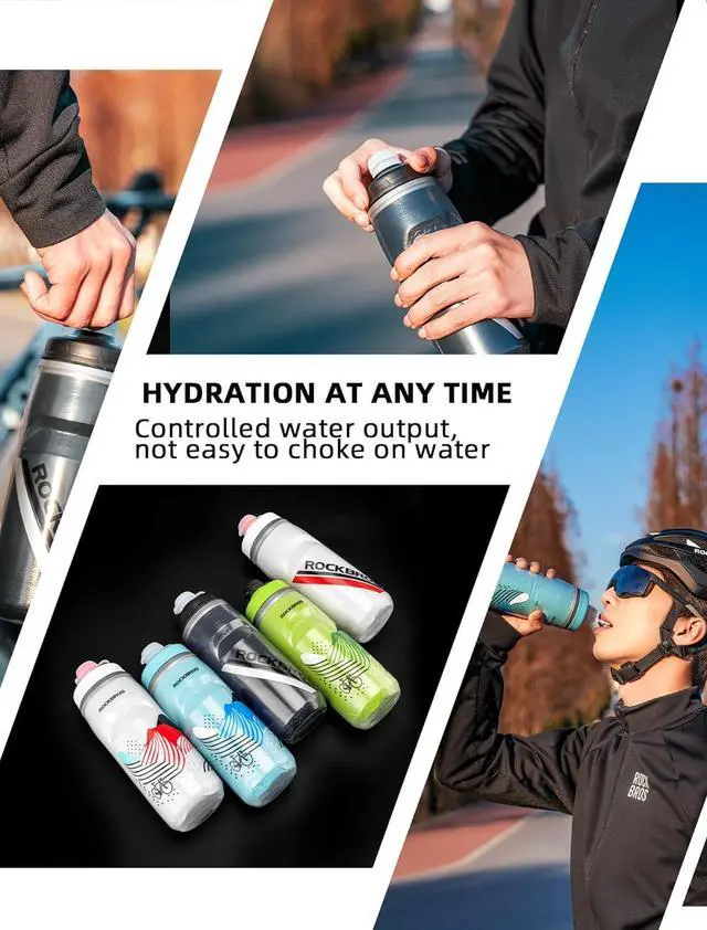 Alt view image 6 of 7 - ROCKBROS Bike Water Bottle 21oz Bicycle Water Bottle for 5hrs Insulation Sports Squeeze Water Bottle with Leakproof Design