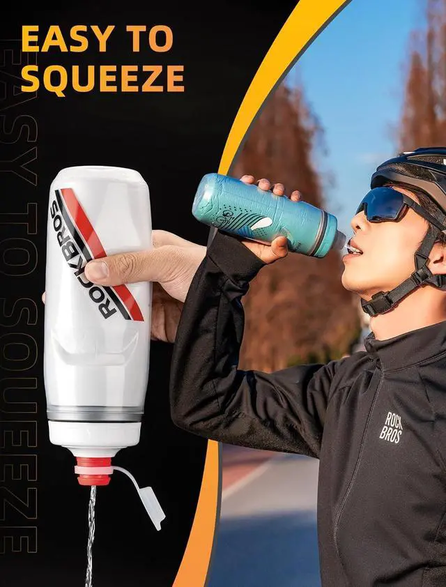Alt view image 7 of 7 - ROCKBROS Bike Water Bottle 21oz Bicycle Water Bottle for 5hrs Insulation Sports Squeeze Water Bottle with Leakproof Design