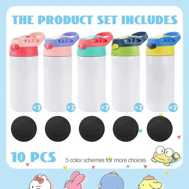 Alt view image 4 of 7 - Joyclub 10 Pack Kids Sublimation Tumbler Water Bottle Blanks Insulated Tumbler Stainless Steel Children Sublimation Cups for DIY Craft Heat Press Print