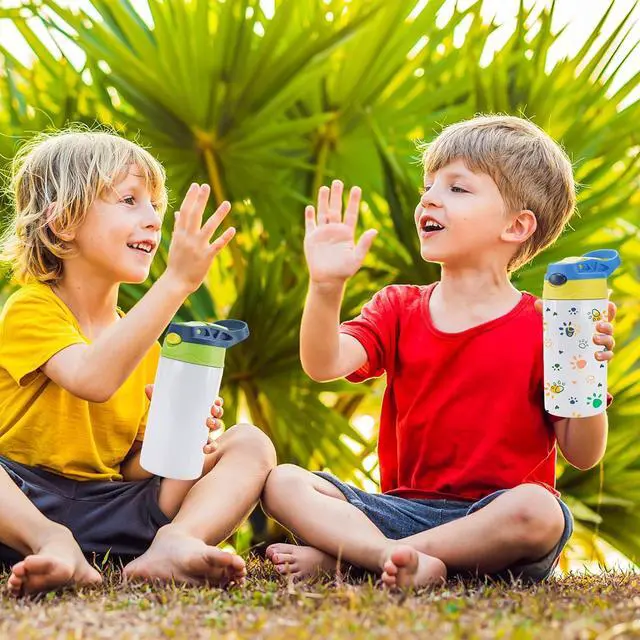 Alt view image 7 of 7 - Joyclub 10 Pack Kids Sublimation Tumbler Water Bottle Blanks Insulated Tumbler Stainless Steel Children Sublimation Cups for DIY Craft Heat Press Print