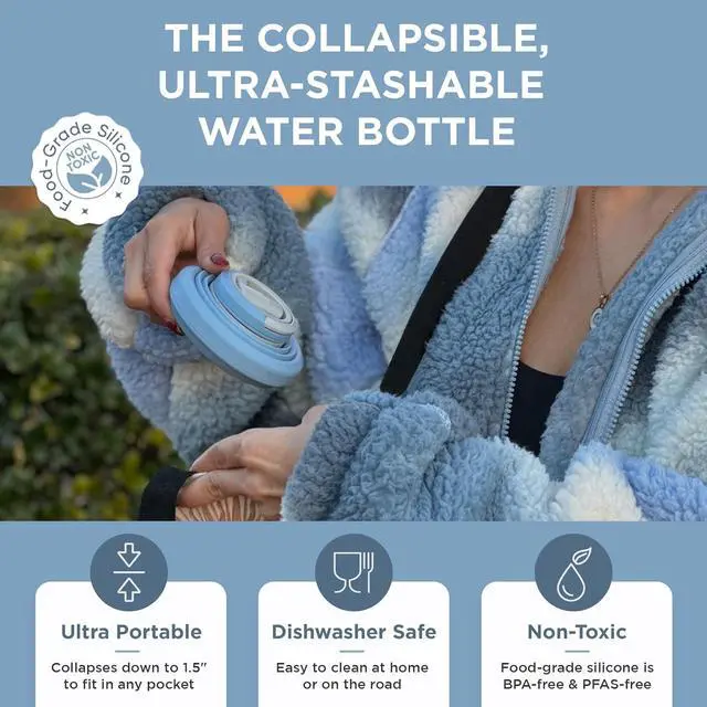 Alt view image 3 of 6 - HYDAWAY 25oz Collapsible Water Bottle - BPA-Free, Leakproof, Lightweight, and Space-Saving - Perfect for Hiking, Travel, and All-Day Hydration