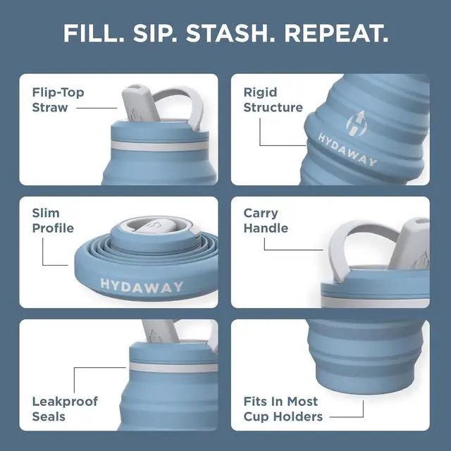 Alt view image 4 of 6 - HYDAWAY 25oz Collapsible Water Bottle - BPA-Free, Leakproof, Lightweight, and Space-Saving - Perfect for Hiking, Travel, and All-Day Hydration