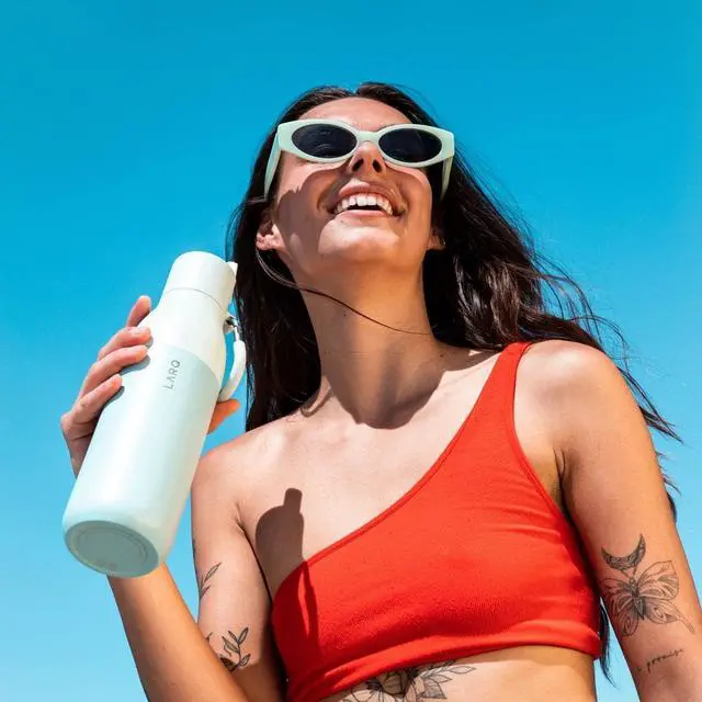 Alt view image 4 of 7 - LARQ Bottle Flip Top 17 oz - Insulated Stainless Steel Water Bottle With Straw | Thermos, BPA Free | Reusable Water Bottle for Sports, Gym, and Travel | Keep Drinks Cold for 24 Hours, Seaside Mint