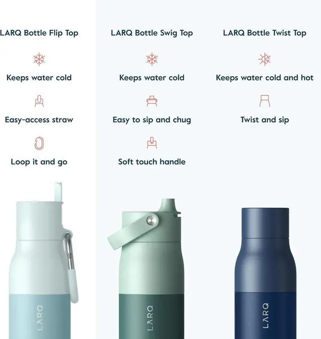 Alt view image 7 of 7 - LARQ Bottle Flip Top 17 oz - Insulated Stainless Steel Water Bottle With Straw | Thermos, BPA Free | Reusable Water Bottle for Sports, Gym, and Travel | Keep Drinks Cold for 24 Hours, Seaside Mint