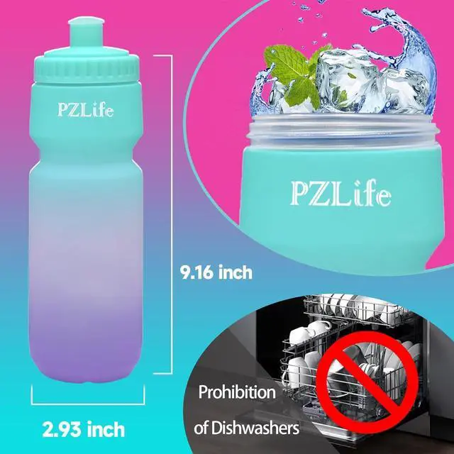 Alt view image 6 of 7 - 24oz Bike Squeeze Water Bottle, BPA Free Cycling Water Bottle,Leakproof, with Capacity Scale w/Pull Top Lid, Reusable Sport Water Bottle, for Bicycle, Gym,Running 2Pack