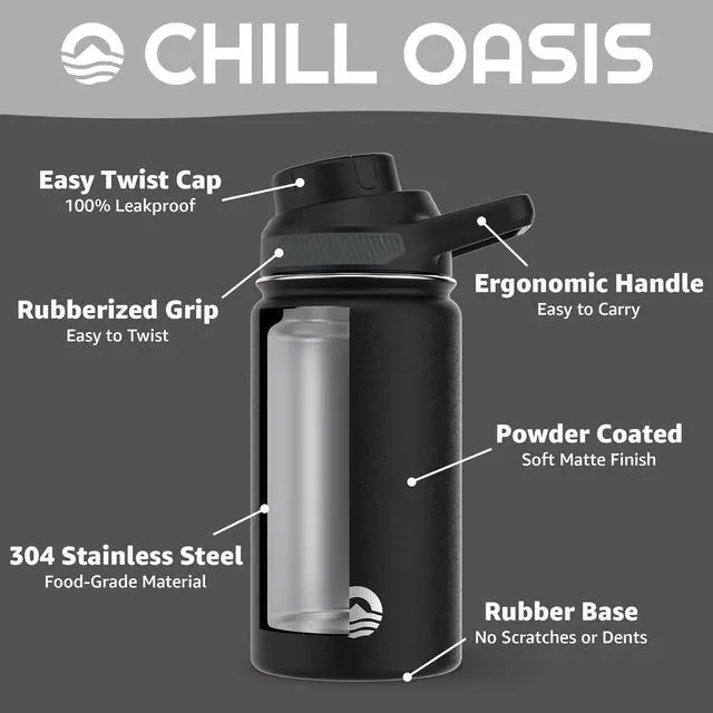 Alt view image 3 of 7 - Water Bottle | Fits Popular Flavor Cartridges | BPA Free, Leak Proof, Double-Walled Vacuum Insulated Stainless Steel, and Dishwasher Safe (Black, 12oz)