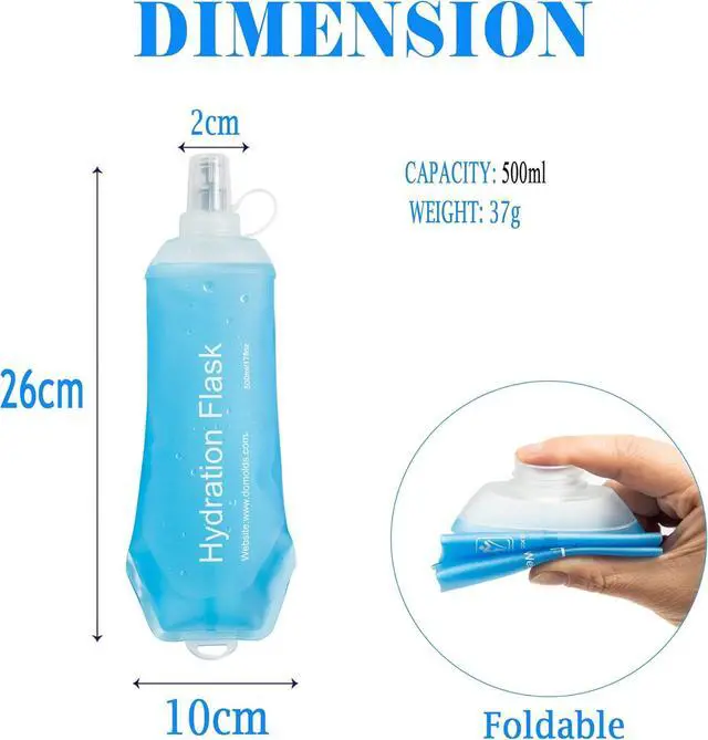Alt view image 2 of 6 - AXEN Soft Flask TPU Foldable Running Hydration Flask, Soft Collapsible Water Bottle for Hydration Pack Cycling Marathon Running Hiking