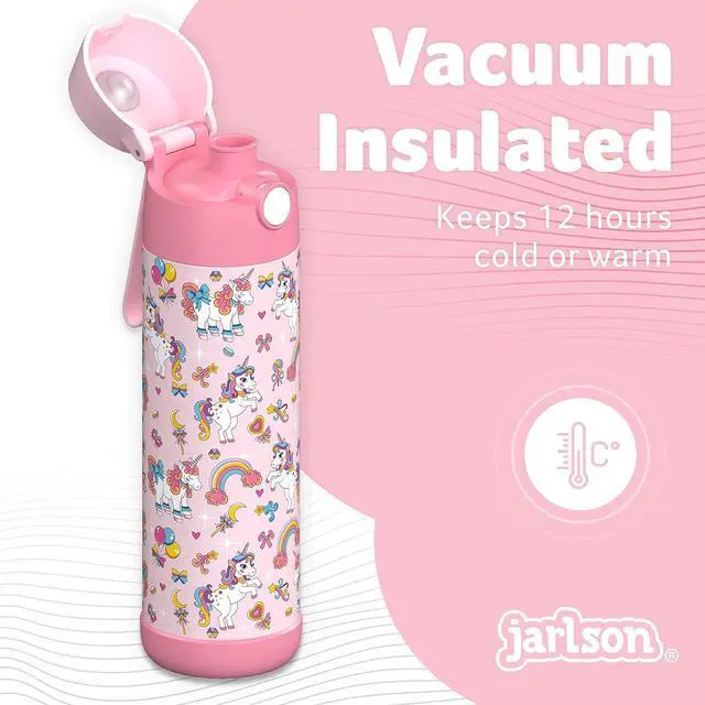 Alt view image 2 of 6 - Jarlson® Mali Children's Water Bottle, Thermal Stainless Steel Water Bottle, BPA-Free, Leak-Proof, Children's Bottle with Chug Lid, Bottle for School, Nursery (Unicorn, 500 ml)