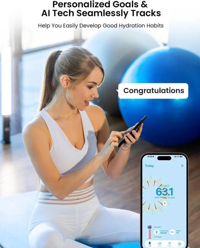 Alt view image 3 of 6 - Boost Smart Water Bottle with Reminder to Drink Water, 24oz BPA-Free Stainless Steel Vacuum Insulated Water Bottle, Wide Mouth Water Tracker Bottle with APP, Ideal for Gift
