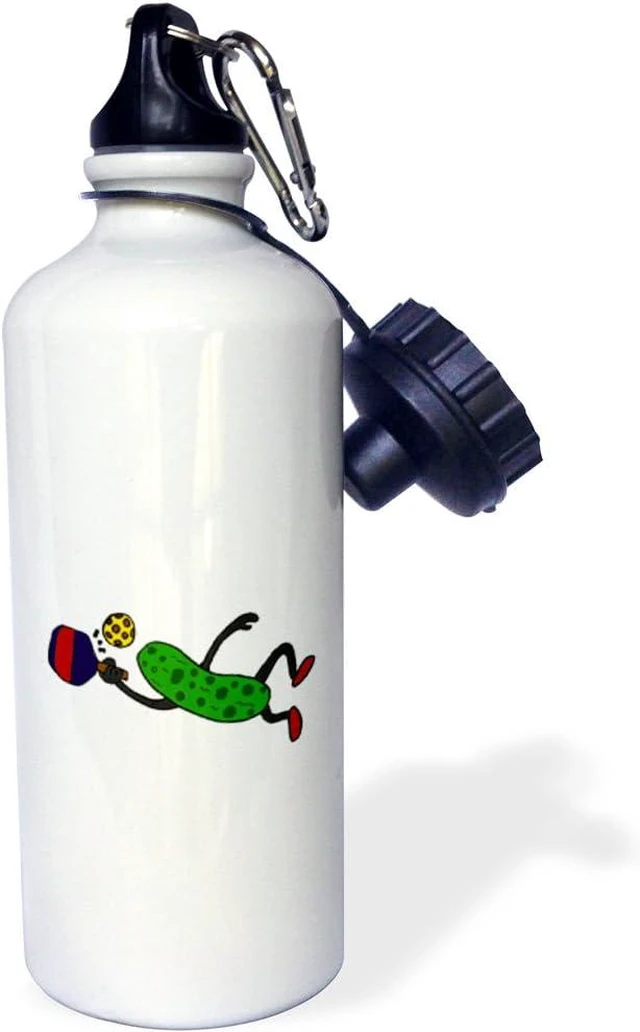 Alt view image 2 of 3 - 3dRose Funny Leaping Pickle Playing Pickleball 21 oz Sports Water Bottle