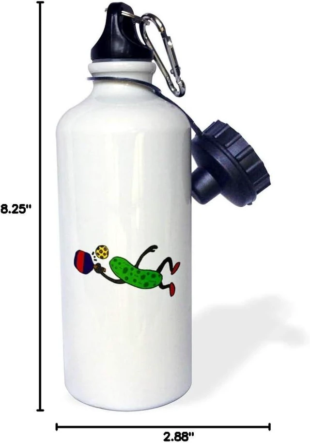 Alt view image 3 of 3 - 3dRose Funny Leaping Pickle Playing Pickleball 21 oz Sports Water Bottle