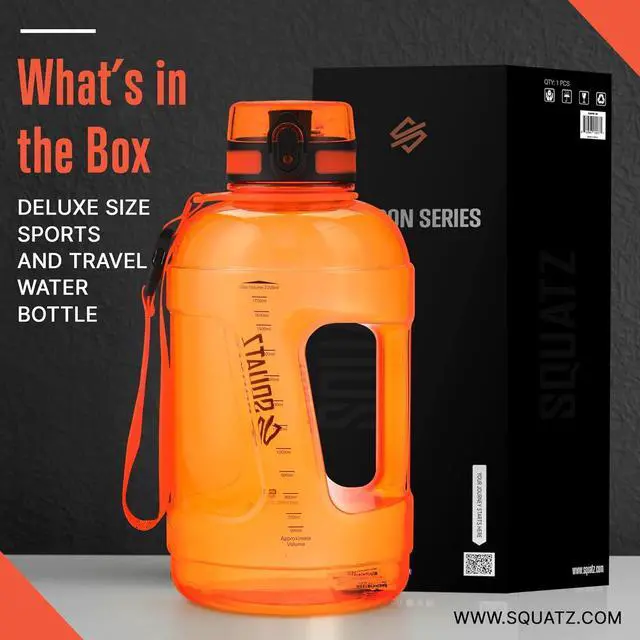 Alt view image 2 of 7 - SQUATZ 78 Oz Poseidon Series Sports Water Bottle - Premium Quality Big Volume Wide Mouth protein Shake Gym Flask, Fixed Buckle Carrying Strap, Leak Resistance, Zero Condensation Sleeve