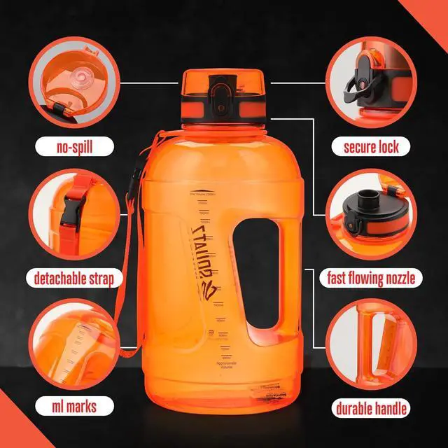 Alt view image 6 of 7 - SQUATZ 78 Oz Poseidon Series Sports Water Bottle - Premium Quality Big Volume Wide Mouth protein Shake Gym Flask, Fixed Buckle Carrying Strap, Leak Resistance, Zero Condensation Sleeve