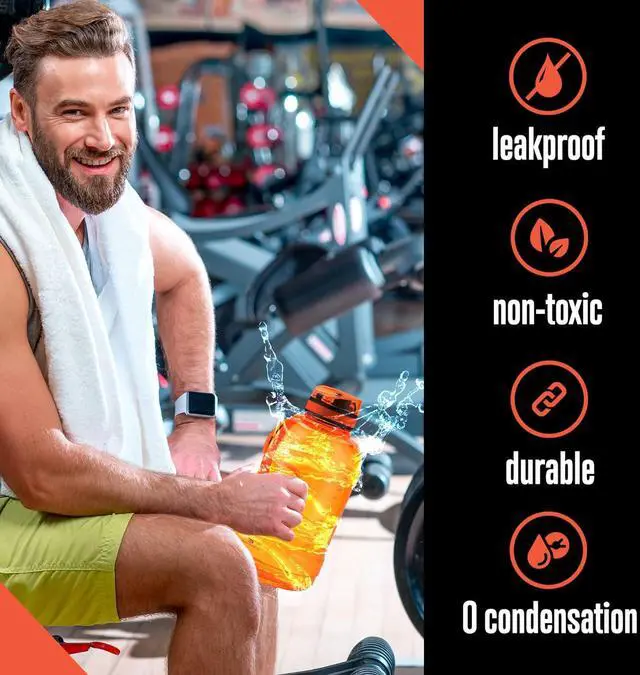 Alt view image 5 of 7 - SQUATZ 78 Oz Poseidon Series Sports Water Bottle - Premium Quality Big Volume Wide Mouth protein Shake Gym Flask, Fixed Buckle Carrying Strap, Leak Resistance, Zero Condensation Sleeve