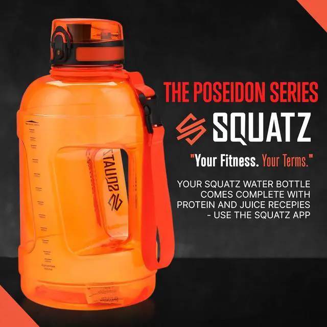 Alt view image 7 of 7 - SQUATZ 78 Oz Poseidon Series Sports Water Bottle - Premium Quality Big Volume Wide Mouth protein Shake Gym Flask, Fixed Buckle Carrying Strap, Leak Resistance, Zero Condensation Sleeve