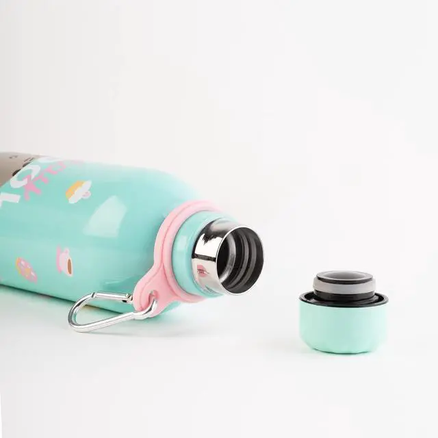 Alt view image 3 of 7 - Grupo Erik Pusheen Foodie Collection Water Bottle - Sports Bottle - 500ml / 17OZ, Stainless Steel, Vacuum Insulated Water Bottle, Double Wall Reusable Water Bottle With Carabiner, BPA Free