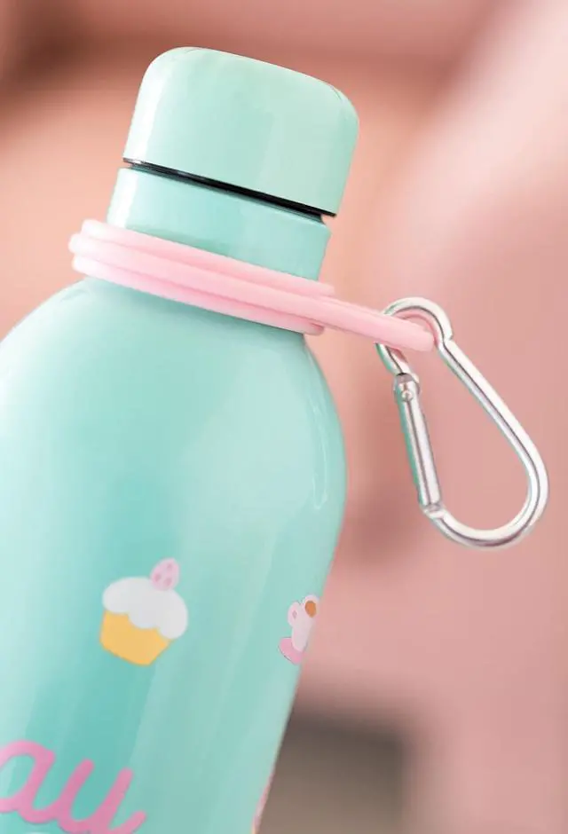 Alt view image 6 of 7 - Grupo Erik Pusheen Foodie Collection Water Bottle - Sports Bottle - 500ml / 17OZ, Stainless Steel, Vacuum Insulated Water Bottle, Double Wall Reusable Water Bottle With Carabiner, BPA Free