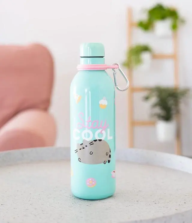 Alt view image 4 of 7 - Grupo Erik Pusheen Foodie Collection Water Bottle - Sports Bottle - 500ml / 17OZ, Stainless Steel, Vacuum Insulated Water Bottle, Double Wall Reusable Water Bottle With Carabiner, BPA Free