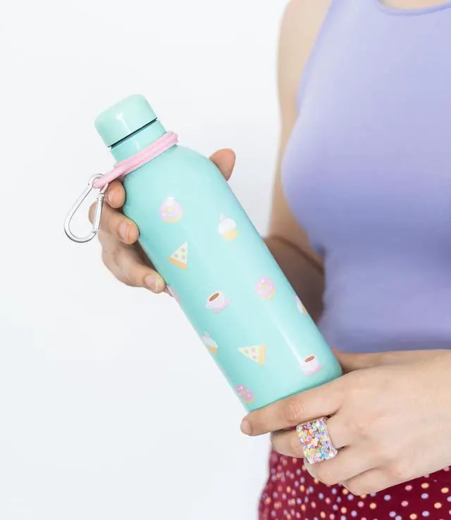 Alt view image 5 of 7 - Grupo Erik Pusheen Foodie Collection Water Bottle - Sports Bottle - 500ml / 17OZ, Stainless Steel, Vacuum Insulated Water Bottle, Double Wall Reusable Water Bottle With Carabiner, BPA Free