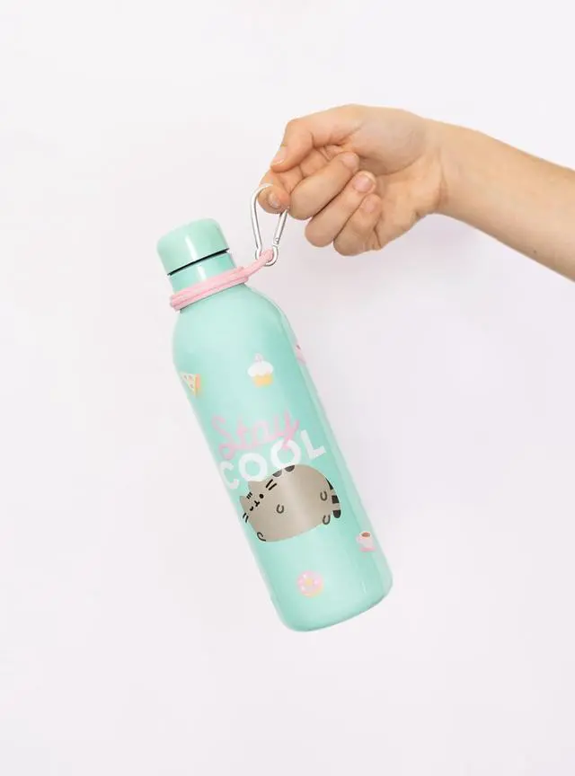 Alt view image 7 of 7 - Grupo Erik Pusheen Foodie Collection Water Bottle - Sports Bottle - 500ml / 17OZ, Stainless Steel, Vacuum Insulated Water Bottle, Double Wall Reusable Water Bottle With Carabiner, BPA Free