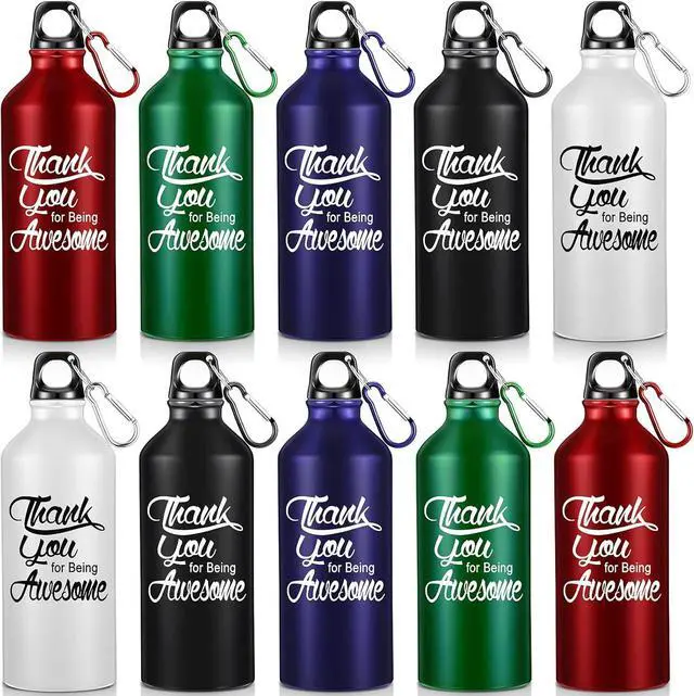 Main image of Sieral 10 Pcs Employee Appreciation Gifts Thank You for Being Awesome Water Bottle 20 oz Aluminum Water Bottle Lightweight Sport Tumbler with Twist Cap Buckle Inspirational Gifts for Coworker