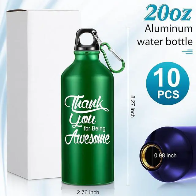 Alt view image 2 of 7 - Sieral 10 Pcs Employee Appreciation Gifts Thank You for Being Awesome Water Bottle 20 oz Aluminum Water Bottle Lightweight Sport Tumbler with Twist Cap Buckle Inspirational Gifts for Coworker