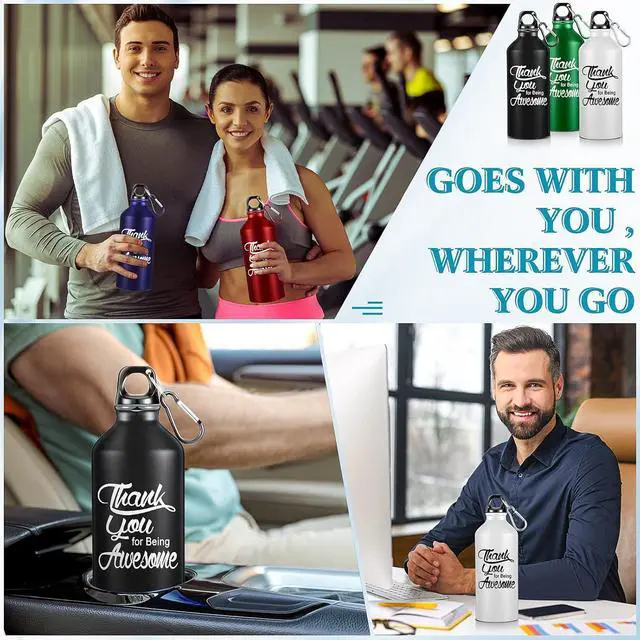 Alt view image 6 of 7 - Sieral 10 Pcs Employee Appreciation Gifts Thank You for Being Awesome Water Bottle 20 oz Aluminum Water Bottle Lightweight Sport Tumbler with Twist Cap Buckle Inspirational Gifts for Coworker