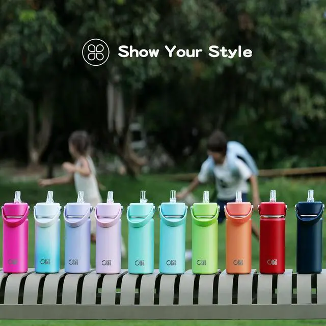 Alt view image 6 of 7 - Kids Water Bottle with Straw Lid 14oz Vacuum Insulated 316 Stainless Steel Water Bottles for Kids for School Leakproof Water Bottle BPA Free and Keep Cold for 24 Hours