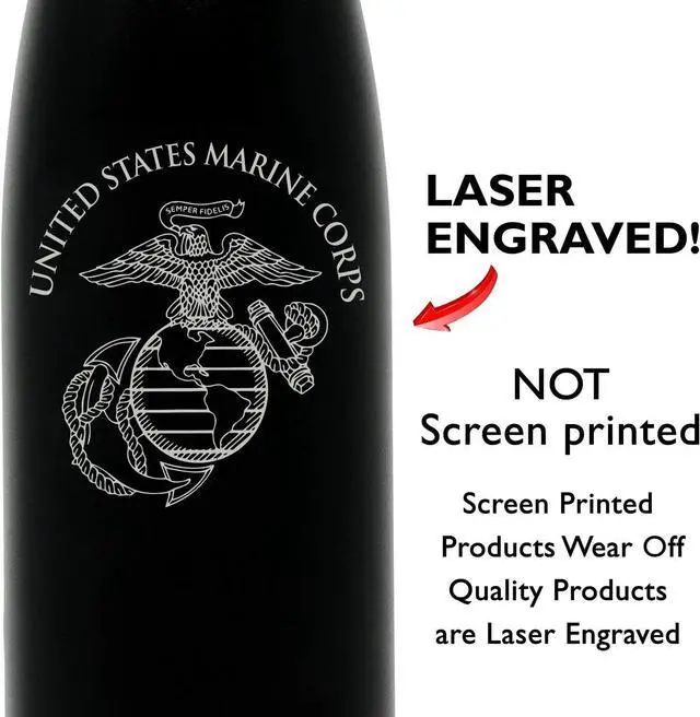 Alt view image 5 of 7 - USMC 17oz Double Wall Vacuum Insulated Stainless Steel Marine Corps Water Bottle - Perfect for PT, Outdoor Sports, Hiking & Cycling - USMC 17oz Water Bottles