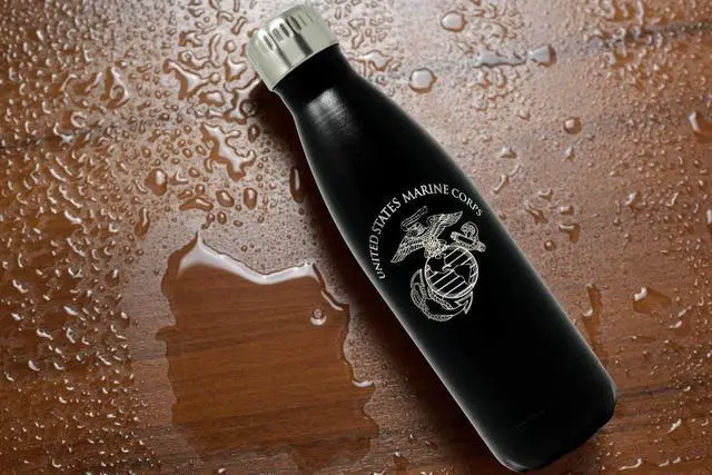 Alt view image 7 of 7 - USMC 17oz Double Wall Vacuum Insulated Stainless Steel Marine Corps Water Bottle - Perfect for PT, Outdoor Sports, Hiking & Cycling - USMC 17oz Water Bottles