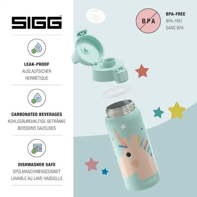 Alt view image 3 of 7 - SIGG - Insulated Kids Bottle - Shield One Therm - For Carbonated Beverages - Dishwasher Safe - Stainless Steel - 17 Oz