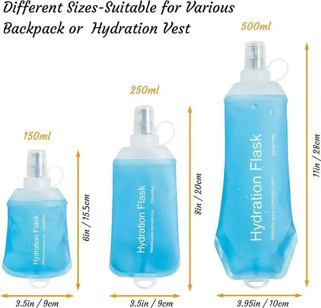 Alt view image 2 of 6 - J.CARP 2Pcs 150ml Soft Flask Running Water Bottles, TPU Foldable Running Hydration Flask for Hydration Pack Cycling Hiking Climbing Outdoors Motorbike