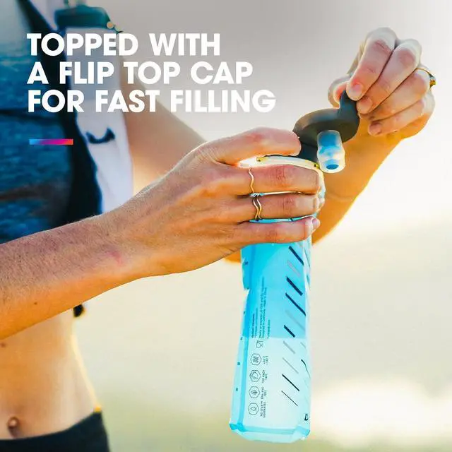 Alt view image 4 of 6 - HydraPak UltraFlask Speed (500ml or 600ml) - Collapsible Soft Flask Water Bottle for Hydration Vests and Running Packs with Easy Open Cap